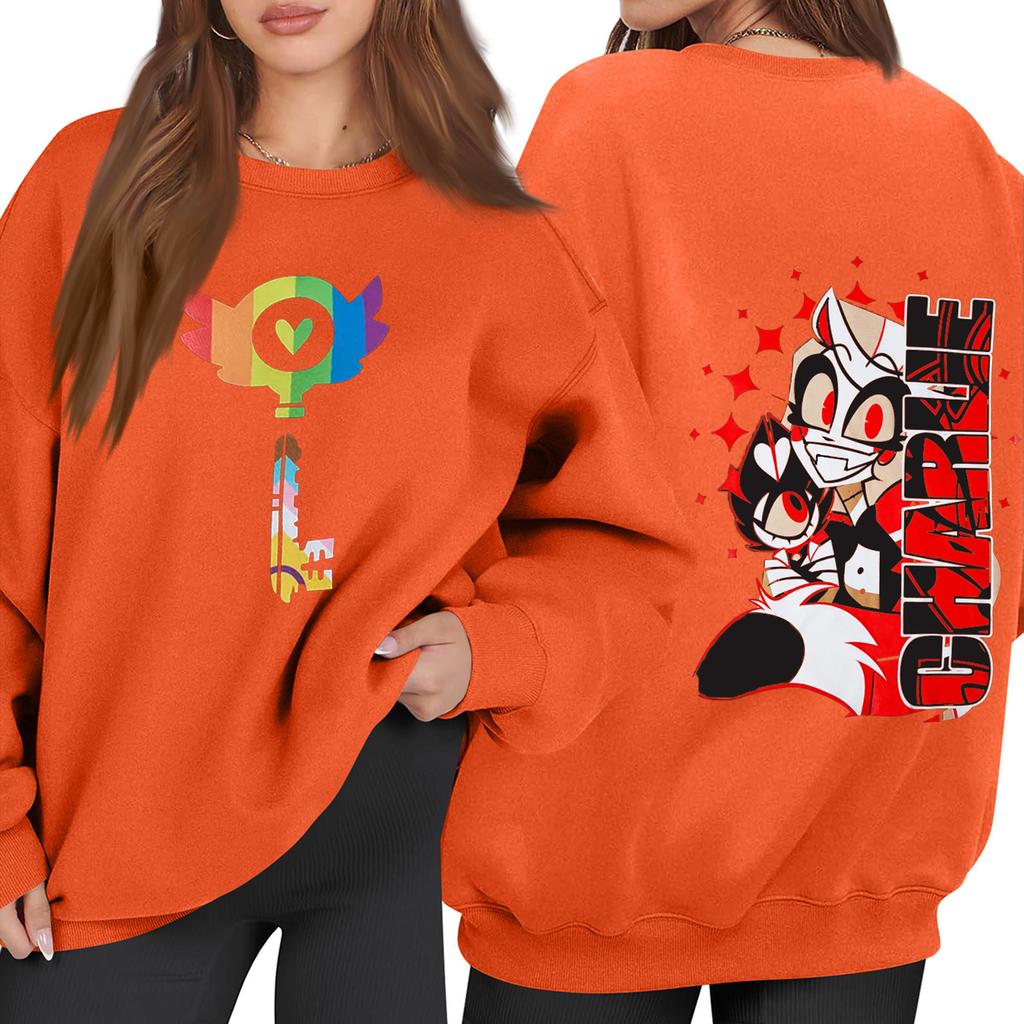 Women's Fashion Long Sleeve Print Round Neck Loose Pullover Sweater Top