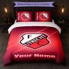 FC Utrecht Set Biancheria da Letto Personalizzato con Nome Testo 1 Copripiumino+2 Federe Logo Calcio Regalo Personalizzato per Occasioni Speciali Decorazione Camera da Letto