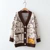 Cardigan Lavorato a Maglia Gatto Cartone Animato Maglione Autunno Inverno Donna Maglione Harajuku Cappotto Scollo a O Manica Lunga Cardigan