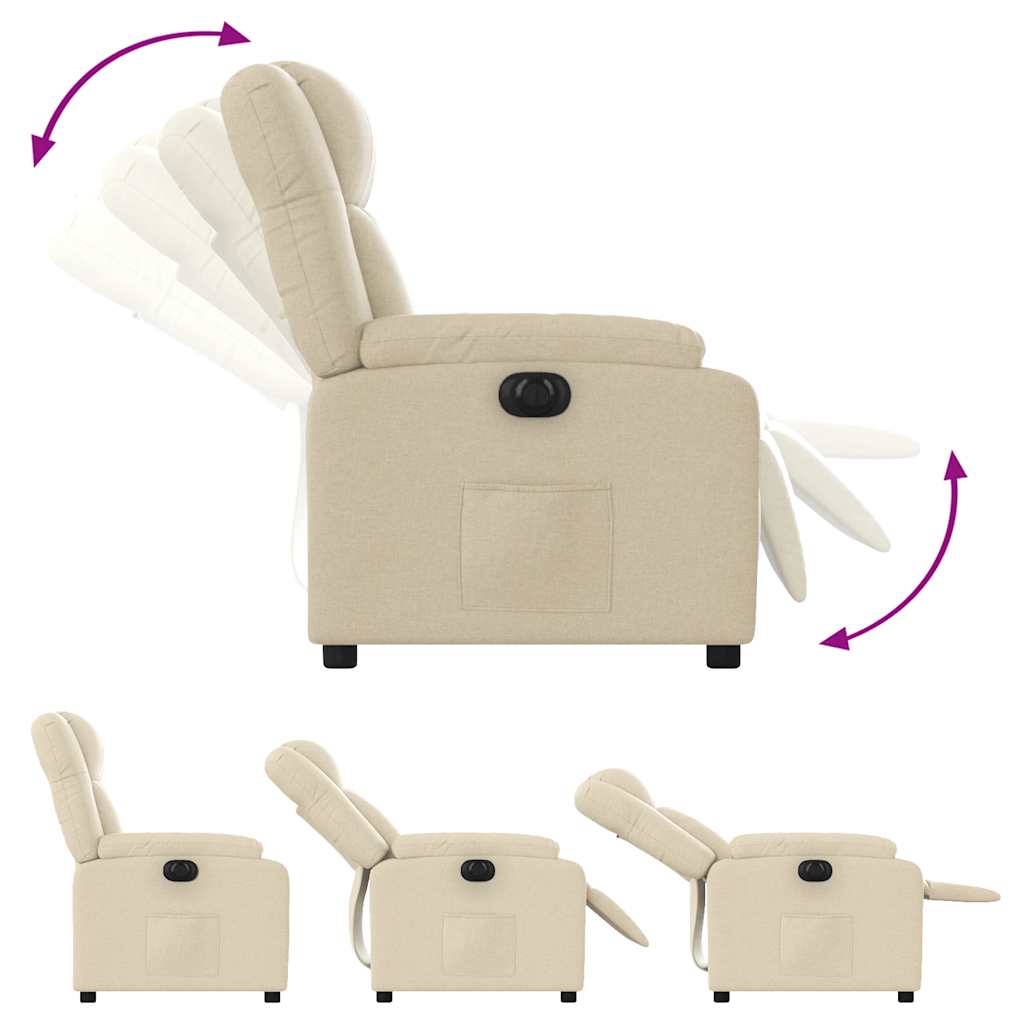 Electric Recliner Chair Cream Fabric