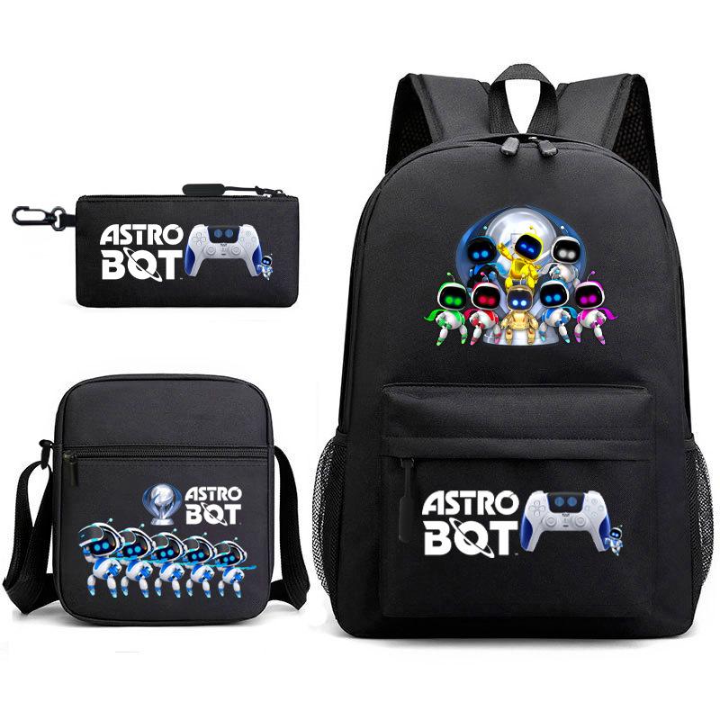 Neuer Astro-Bot, kosmischer Roboter, dreiteiliges Set, Schultasche, Umhängetasche, Federmäppchen, Rucksack.