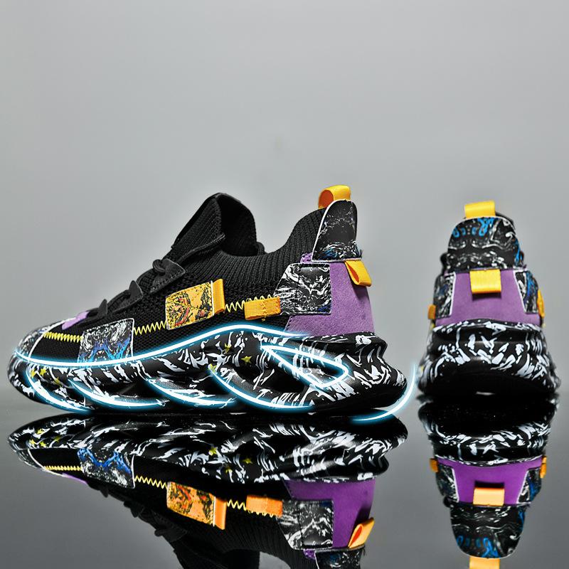 Luxury Men Sneakers Trend Brand Designer Running Shoes Graffiti Fashion Street Blade Sole Skateboarding Shoes Platform Mesh Shoe