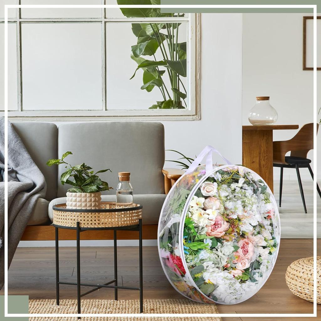 Aufbewahrungstasche für Weihnachtskränze, Klarsicht-Weihnachtskranzbehälter, Halter für künstliche Kränze, Wasserdichtes transparentes PVC mit stabilen Griffen