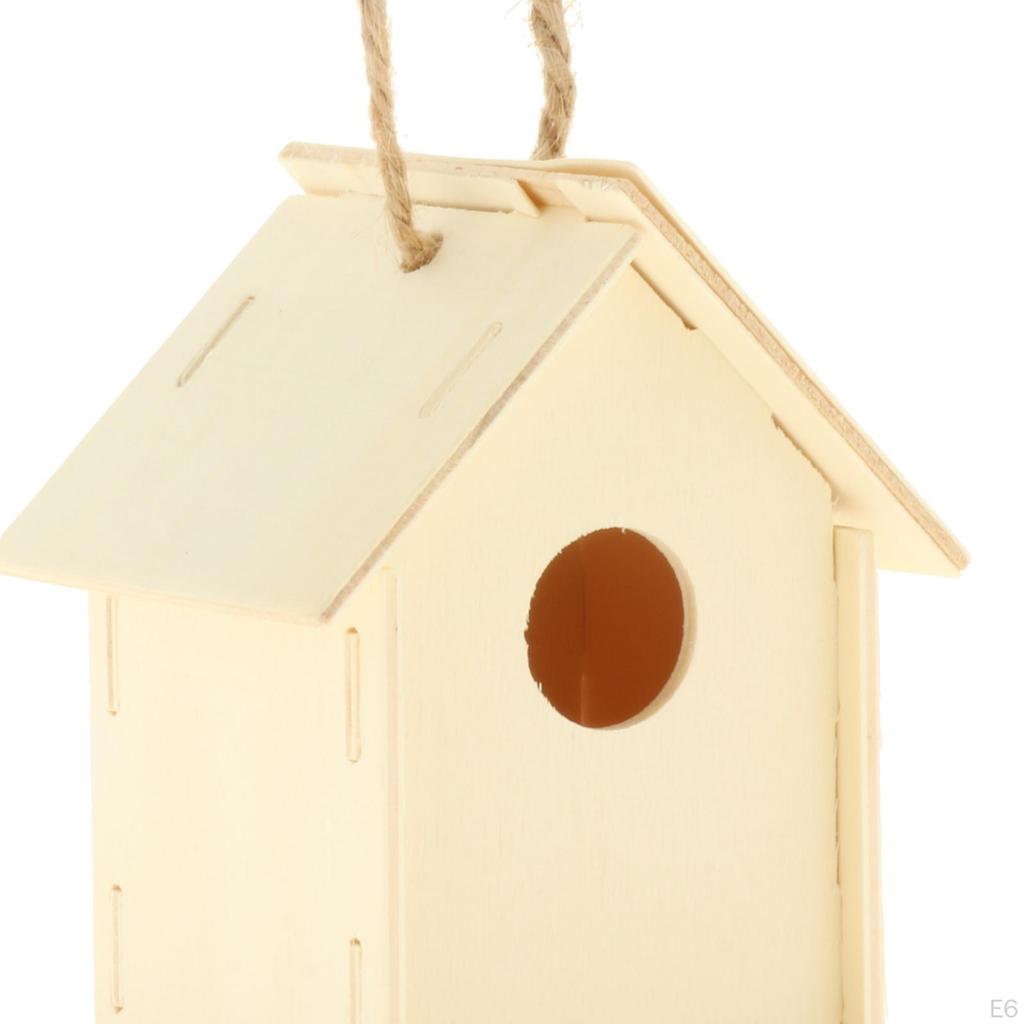 Wooden Bird Hanging Birdhouse DIY Paintable