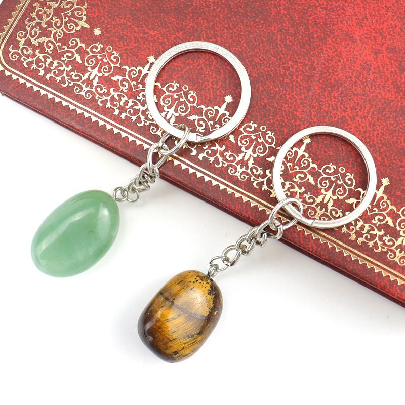 Natural Stone Irregular Stone Agate Crystal Keychain Pendant Bag Buckle Key Chain K02