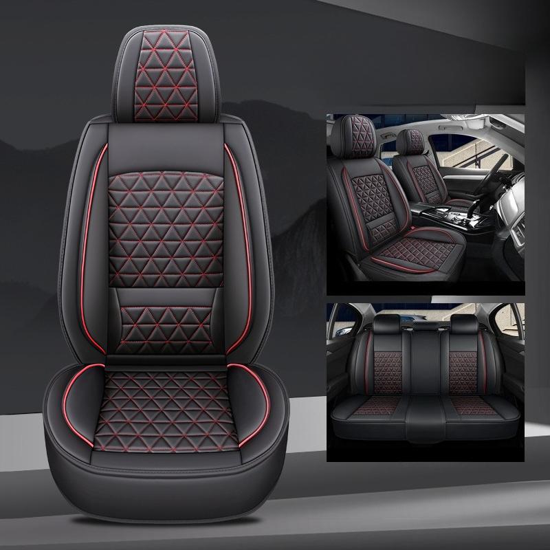 5-Piece Full Set Car Seat Covers with Lumbar Support, Soft Premium PU Leather, Universal Fit for Most Sedans and SUVs