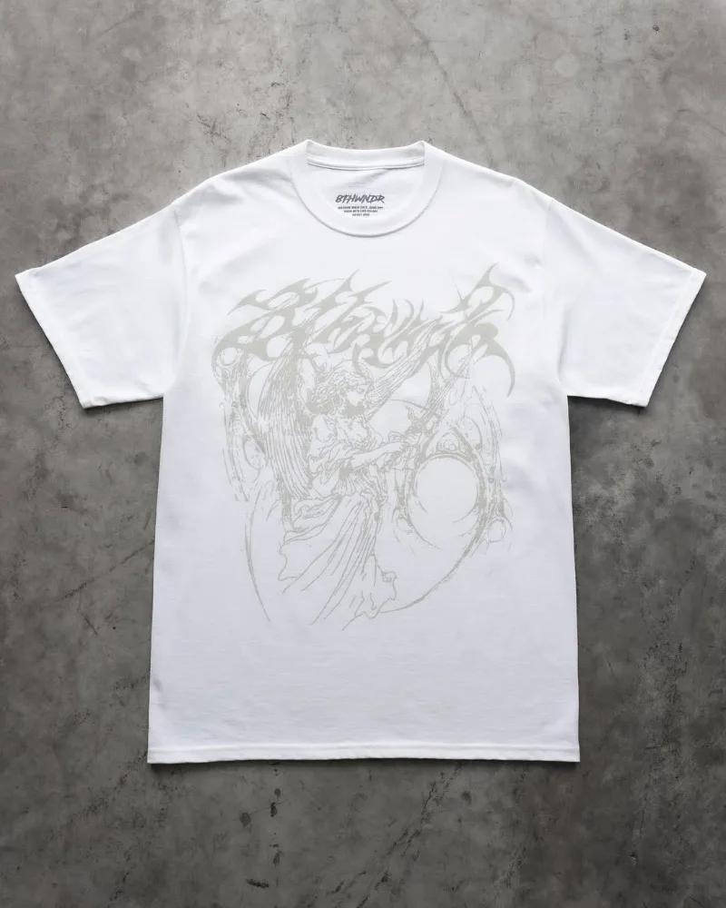 Summer2025 European and American High Street Clothing Angel Devil Print Loose Oversized T-shirt Men Casual Couple Short Sleeves