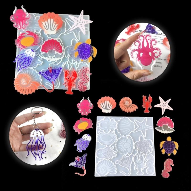 Cartoon Marine Animal Silicone Molds Epoxy Resin Casting Mold DIY Craft Keychain Pendant Mold Handmade Jewelry Tool