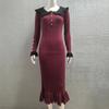 Retro Woolen Ruffle Knitted Dress: European and American French Style for Autumn and Winter