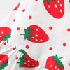 A732 Kleid mit Erdbeerdruck mit Hut – Frisches Kleid für Kleinkind-Babymädchen