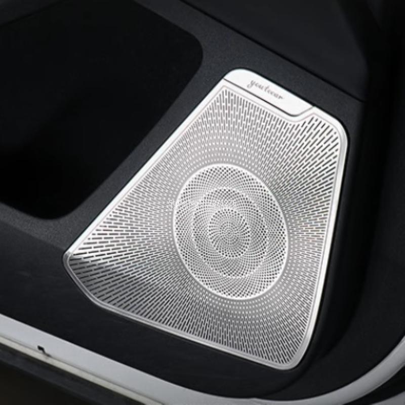 For KIA EV6  2024 Interior Stainless Steel Door Speaker Sound Music Audio Ring Loudspeaker Tweeter Cover Sticker Accessories