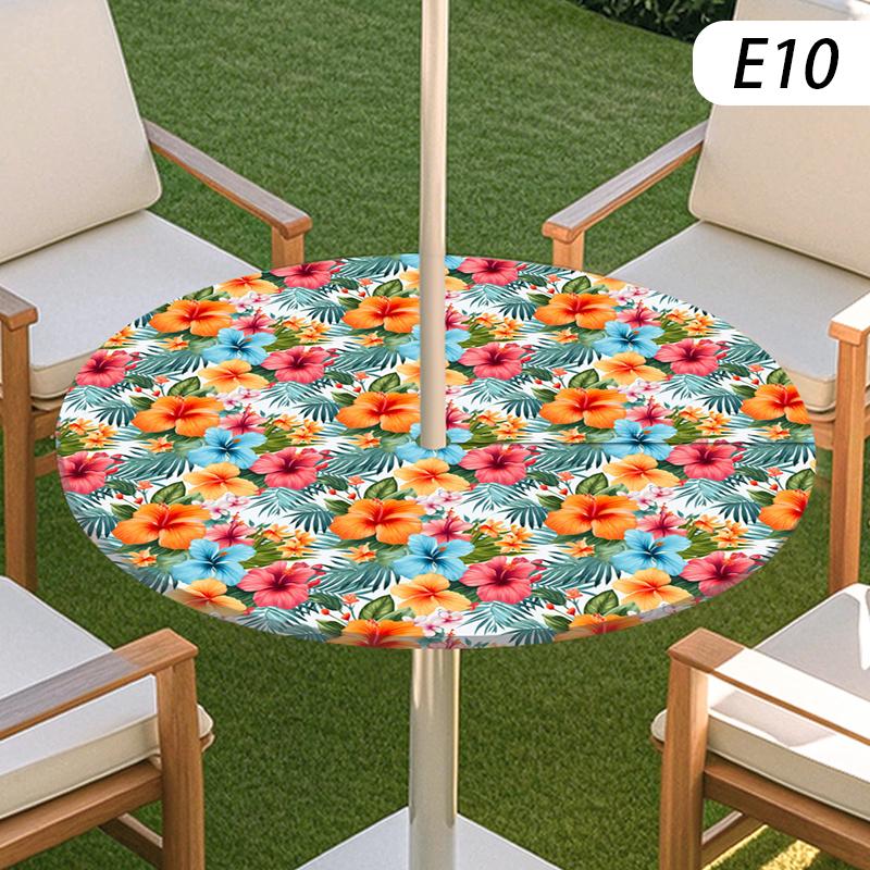 Round Table Cover Waterproof Oil-Proof Tablecloth Elastic Kitchen Dining Wedding Party Table Cover Outdoor Courtyard Home Decor