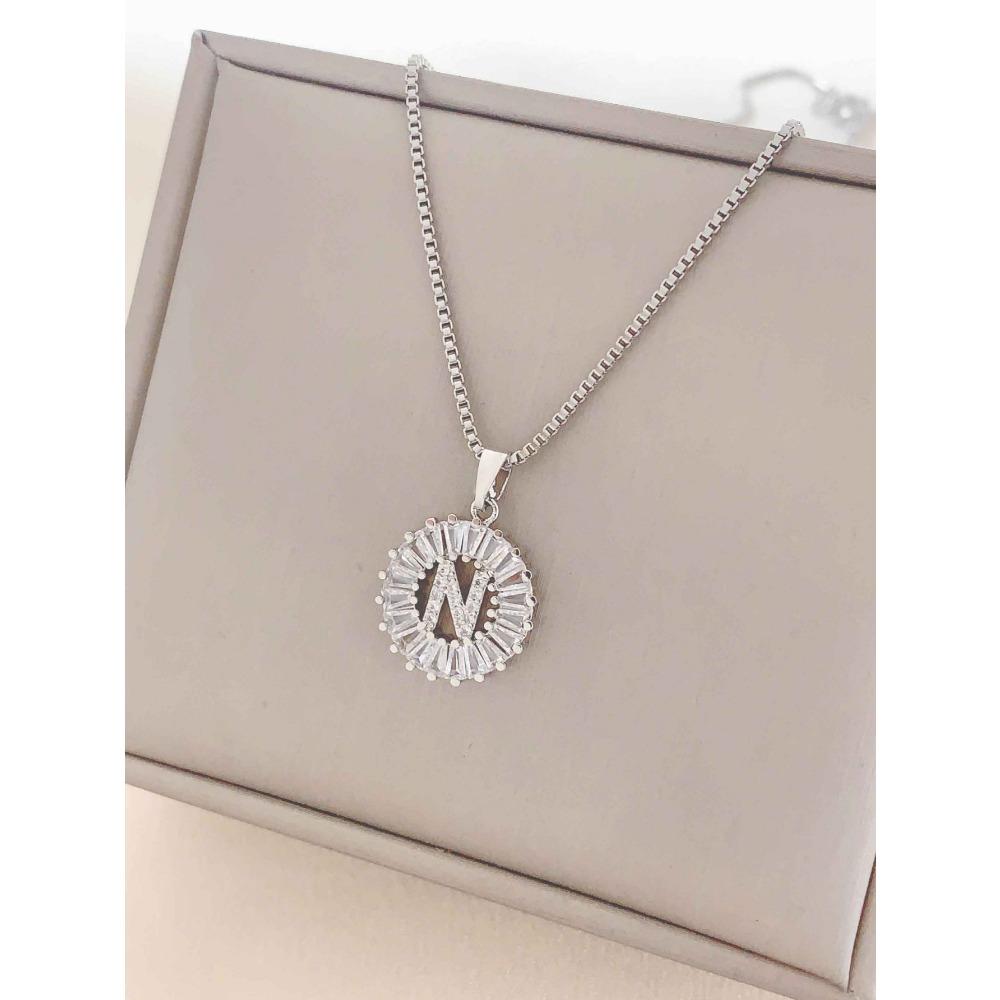 Necklace Does Not Fade, Women's Summer Square Circle Letter Necklace, Titanium Steel Necklace, Versatile High-end Clavicle Chain