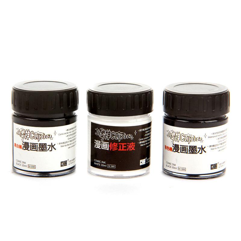 30ml Comic Ink Drawing Waterproof Correction Fluid Illustration Hand-Painted Manga Painting Black White Ink School Art Supplies