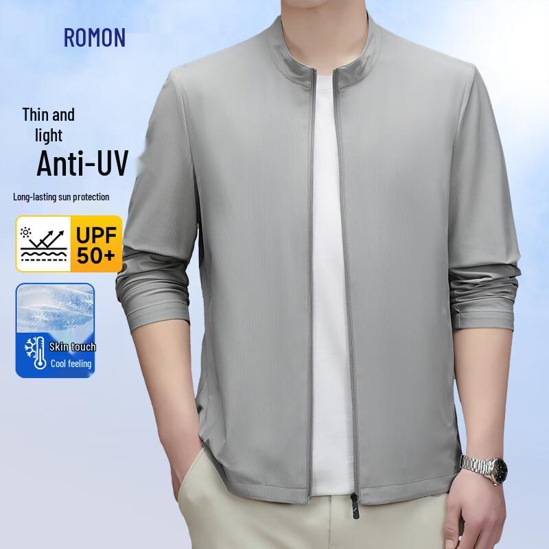 

Romon Men s UPF50+ UV Protection Business Casual Thin Stand Collar Jacket 5XL