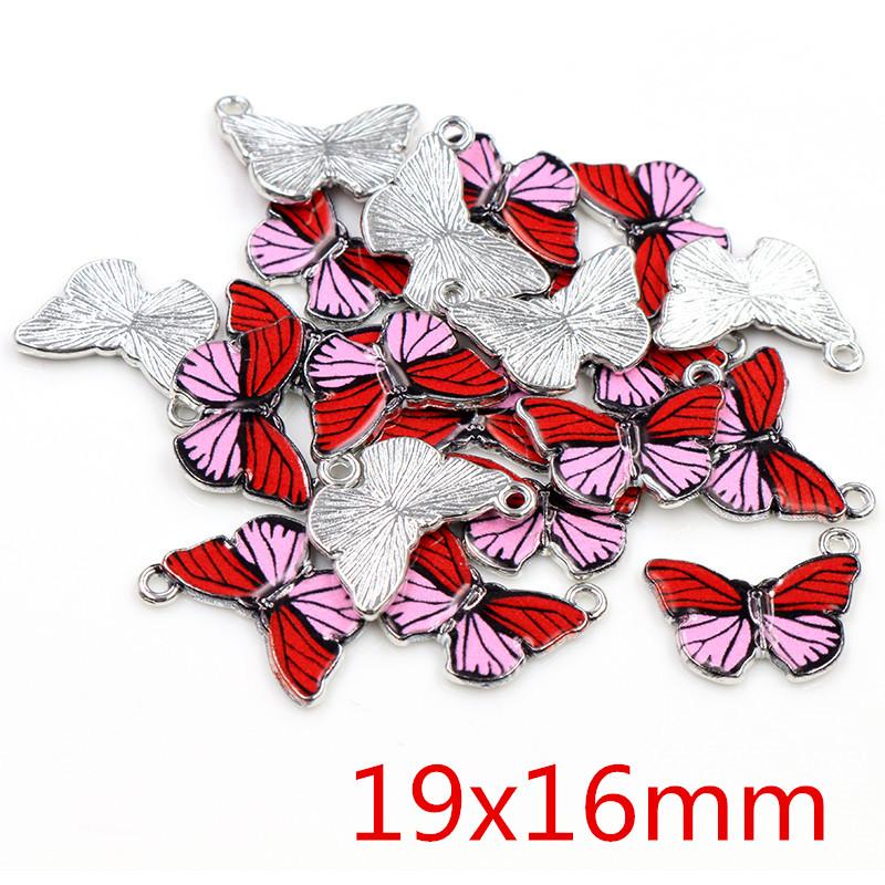 10pcs 21x15mm 19x16mm Colorful Butterfly Charms Pendant Enamel Metal Charms Necklace Bracelet DIY Jewelry Making Accessories