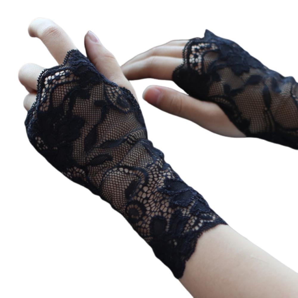 Thin Lace Half Finger Gloves Breathable Sun Protection Riding Gloves Driving Gloves  Wedding Events