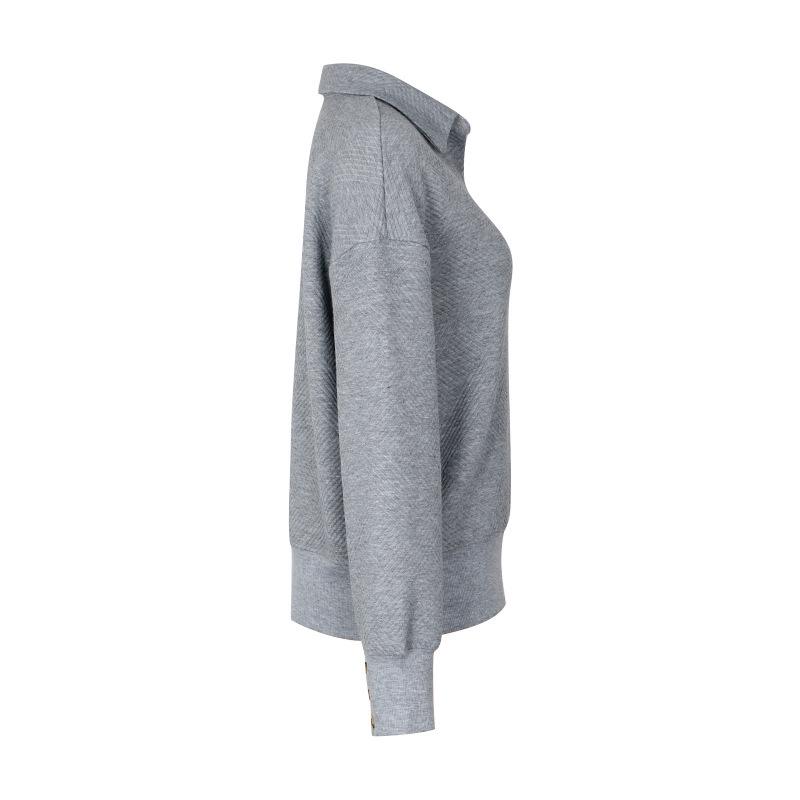 Yiyi 2025 Autumn Women's Solid Color Lapel Hoodie - European & American Style