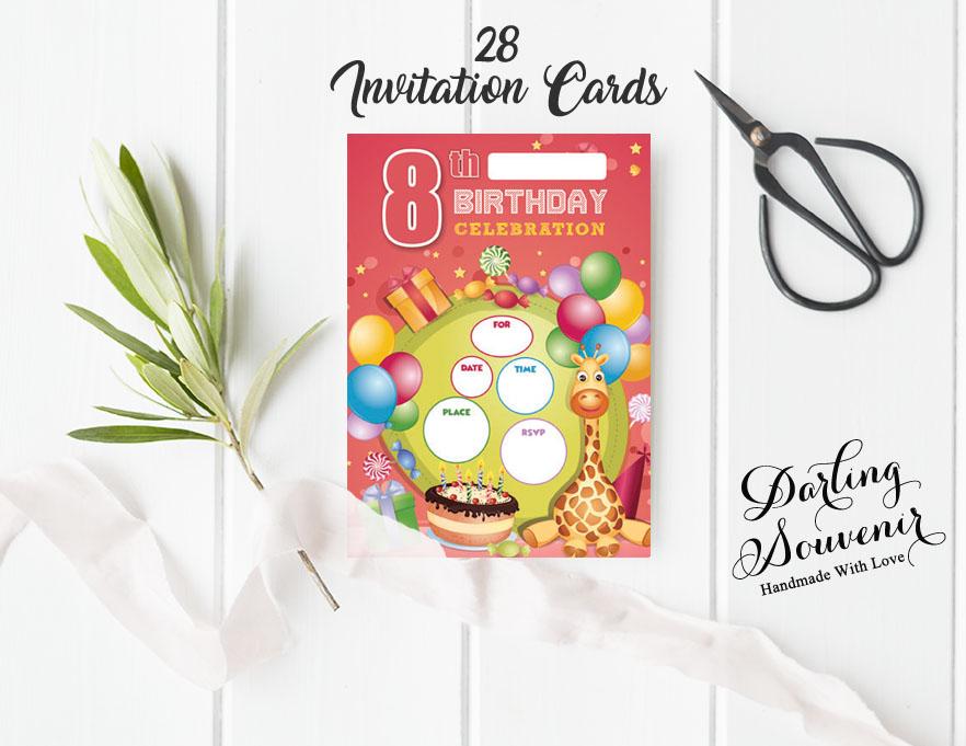 Darling Souvenir Pink Birthday Invitation Card Printable Elegant Fill or Write In Blank Party Invites 28 Pcs 5 x 7 Inches