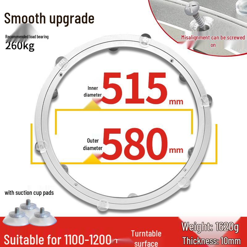 Round Marble Wooden Dining Table with Silent Aluminum Lazy Susan and Rotating Base