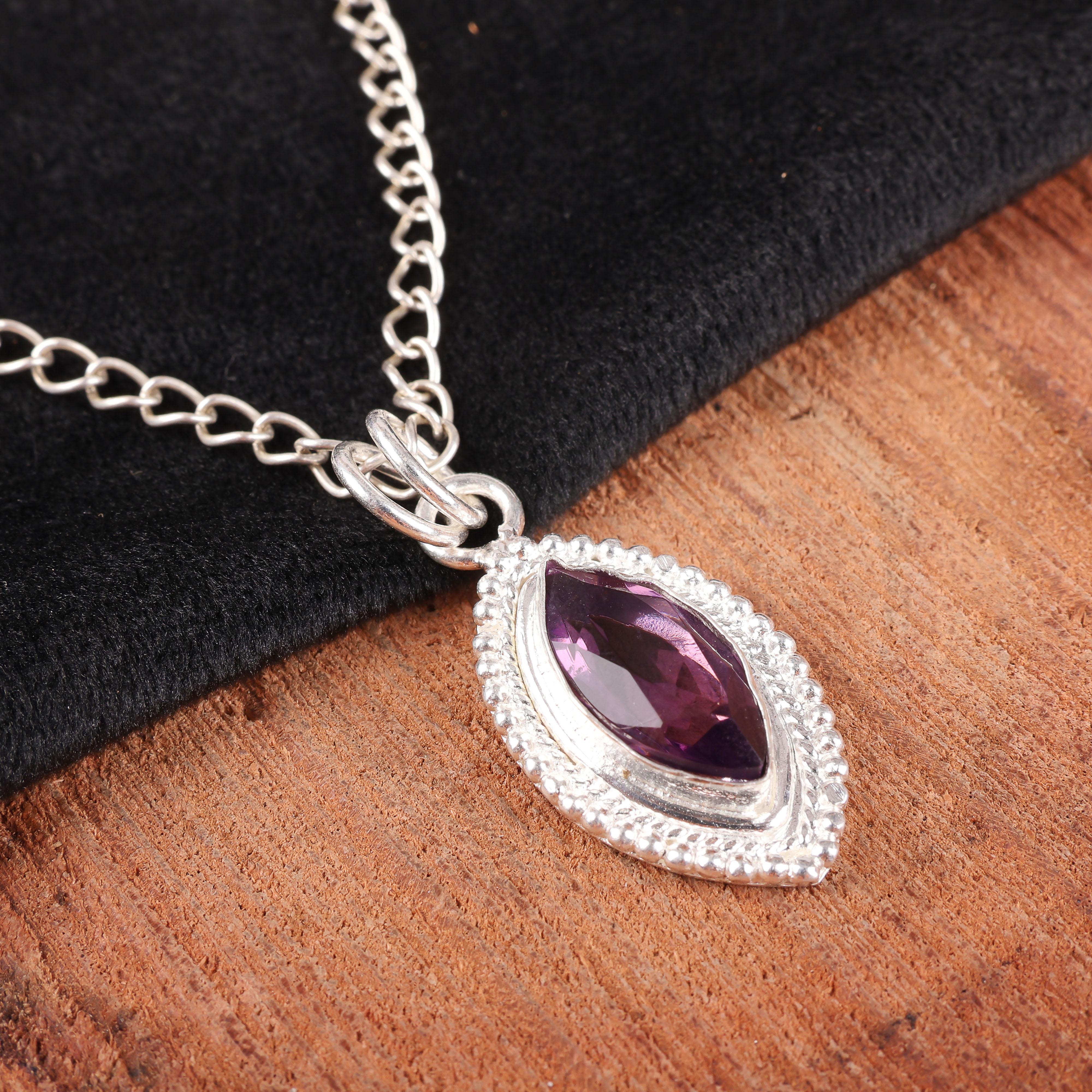 

Подвеска с аметистом, кулон из серебра 925 пробы с драгоценными камнями, кулон ручной работы с овальным аметистом, подарок на годовщину 1.43 Inches розовый
