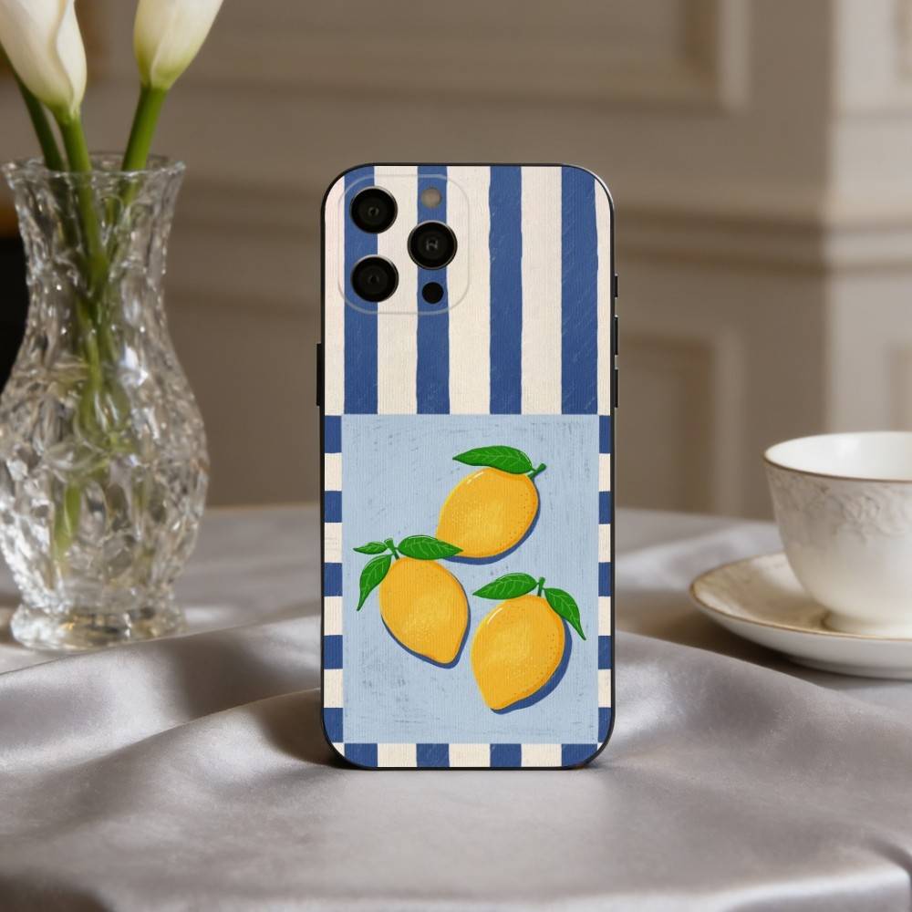 Ins Cute Colorful F-Fruit Phone Case For iPhone 17,16,15,14,13,12,11 Plus,Pro Max,XS,Soft Silicone Black Cover