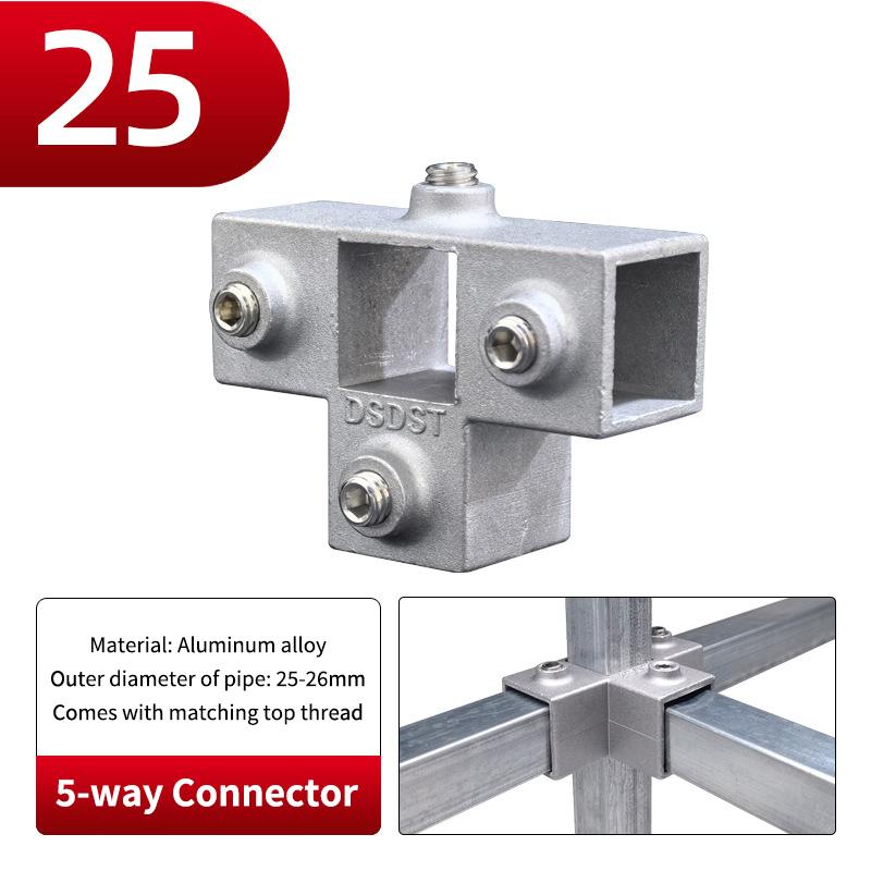 20x20mm Čtvercová trubka Třícestný 25x25mm 30x30mm Hliníková slitina Koleno Spojka Příslušenství Pevný spoj trubky