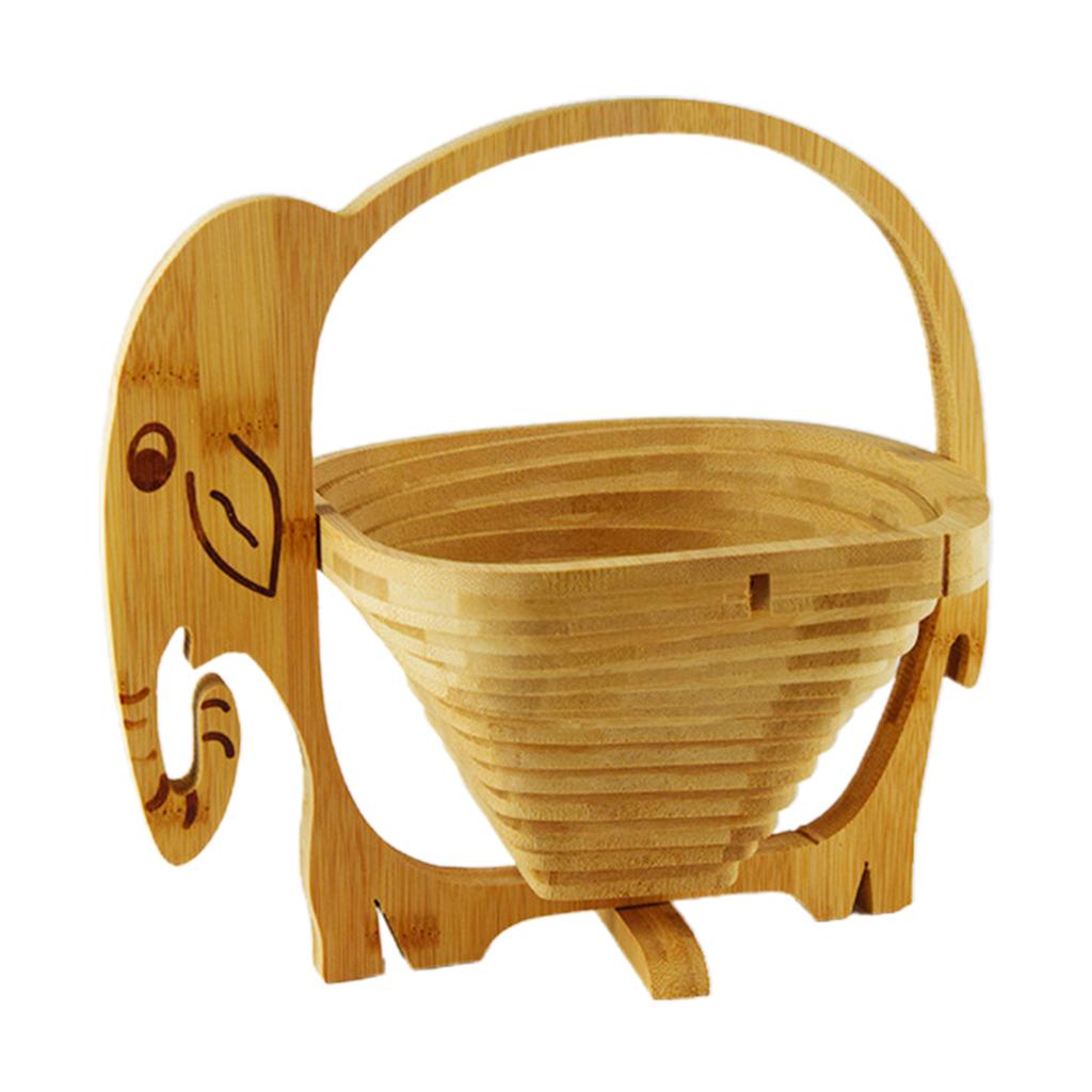 Foldable Fruit Basket,Portable Bamboos Creative Snack Plate for Christmas Party,Eco-friendly Food Storage Organizer for Camping