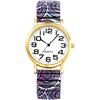 Bohemian Women's Quartz Watch with Elastic Band, Waterproof, Colorful Floral Print, Free Size, Analog Display