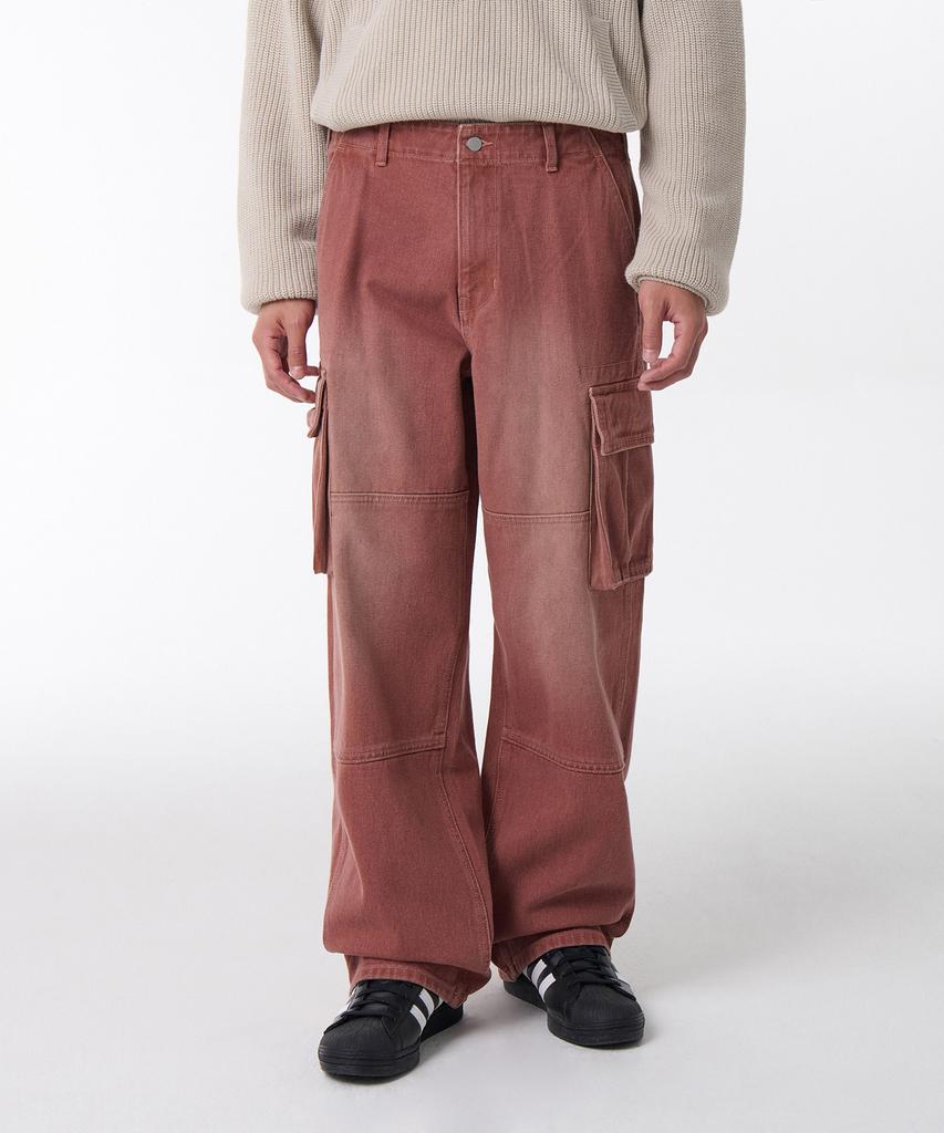 Musinsa Standard Pigment Extra Wide Cargo Denim Pants [Smoke Pink]