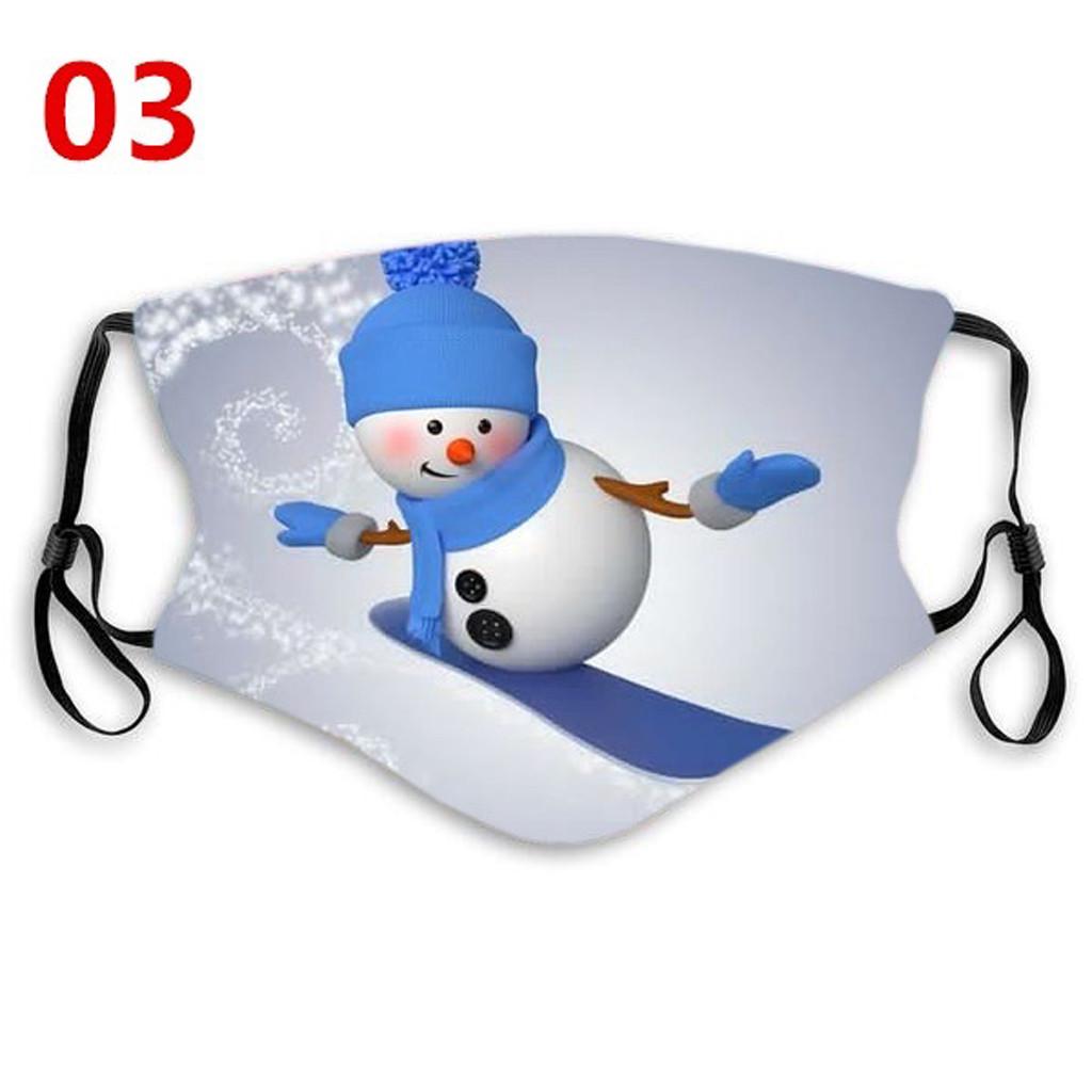 Unisex Fashion Christmas Snowman Printing Mask  Washable Face Mask