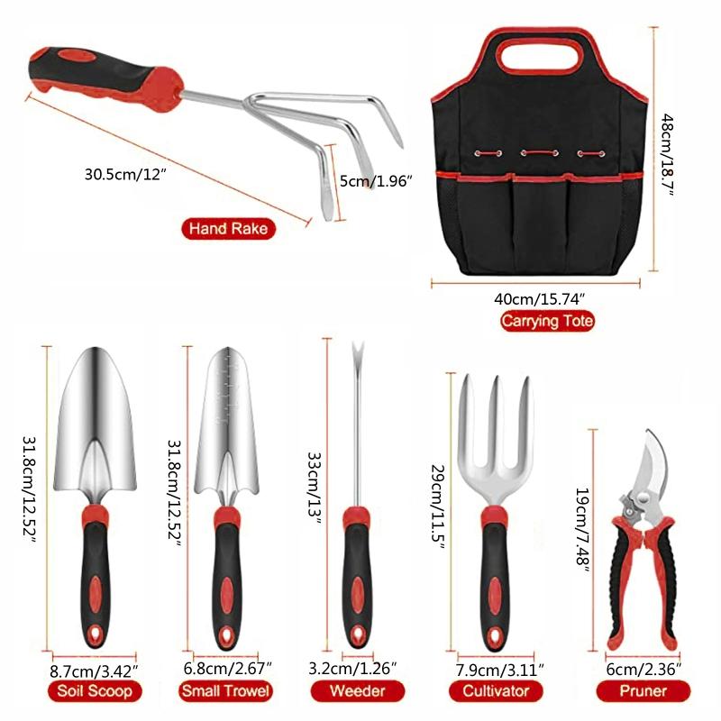 Garden Tool Set 7 Pieces  Alloy Steel Hand Tool Starter Kit with Garden Bag Outdoor Tool Heavy Duty Gardening Work Set