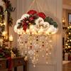 Seasonal Home Decor Vintage Lighted Christmas Snowfall Cloud, Cascading Snowflake Light with Reindeer/Angel, Snow Theme Wall LED Holiday Hanging