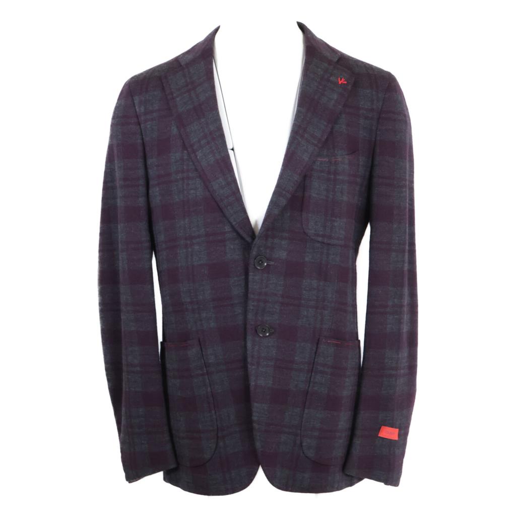 ISAIA 007704 Checked Tailored Knit Jacket Jacket 44 BordeauxUsed