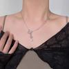 Pink Butterfly Water Drop Diamond Necklace Light Luxury Niche Women's High-end Design Sense New Collarbone Chain Accessories Women's