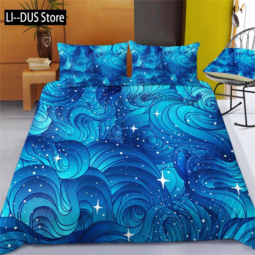 Duvet Cover Stars Bedding Set Night Sky Kids Girls Boys Night Sky Duvet Cover Set Dark Blue Galaxy For Women Children Room Decor