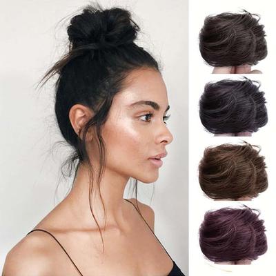 Synthetic 6cm Hair Buns For Women Straight Scrunchy Chignon Ponytail Hair With Elastic Bands Messy Buns Hair Piece Women Wig