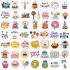 50 Birthday Wishes Graffiti Stickers Decorate Suitcase Guitar DIY Waterproof Stickers