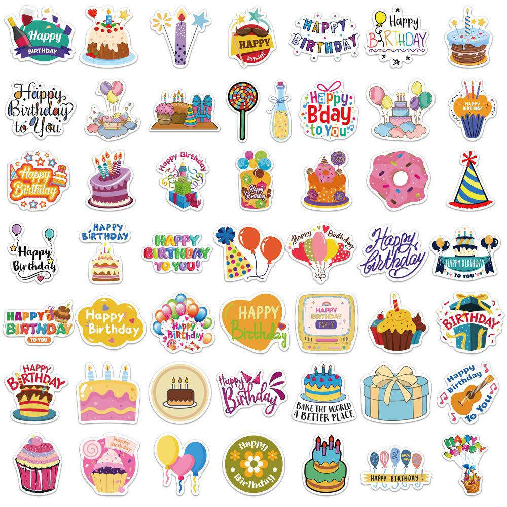50 Birthday Wishes Graffiti Stickers Decorate Suitcase Guitar DIY Waterproof Stickers