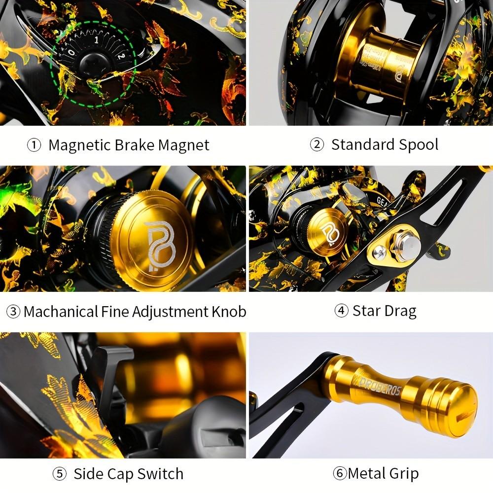 High-Speed Baitcast Reel, 7.2:1 Gear Ratio, Aluminum Metal Spool, 17.64LB Max Drag, Magnetic Brake System, Ergonomic Handle for Precision Control