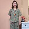 YUZHAOLIN Mid-Aged Women's Summer Floral Print Short-Sleeve Two-Piece Set