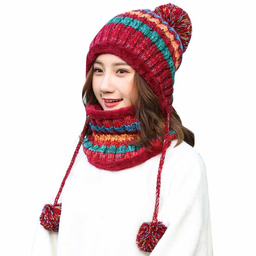 Zimní dámská čepice a nákrčník pro dospělé Venkovní Cyklistika Běh Teplá Kuličková čepice Šála