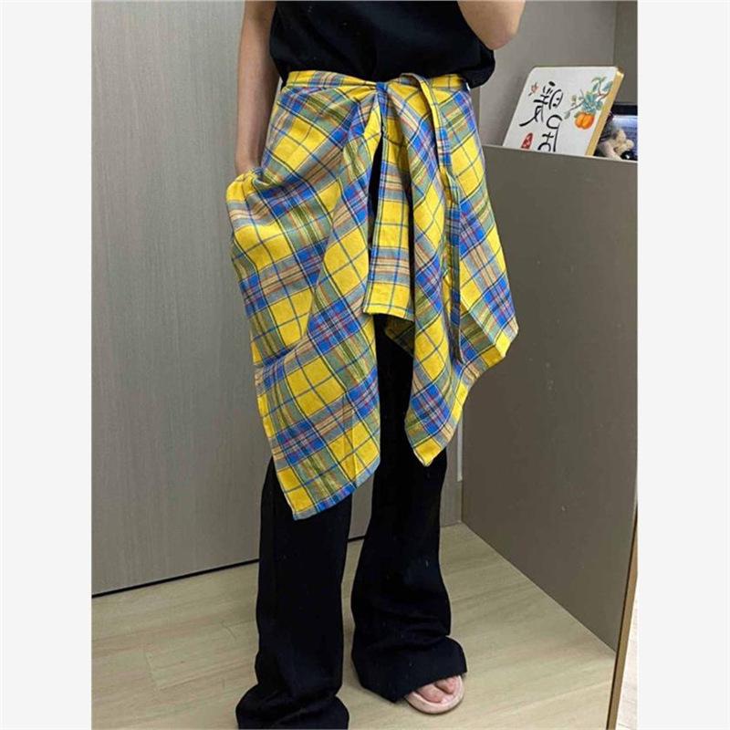 Versatile Retro Plaid Waist Wrap for Street Dance and JK Style