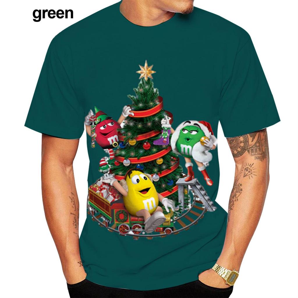 Summer Men's Fashion 3D Print T-shirt Christmas Short Sleeve Unisex Casual Christmas Tree Short Leeve Tops T Shirts