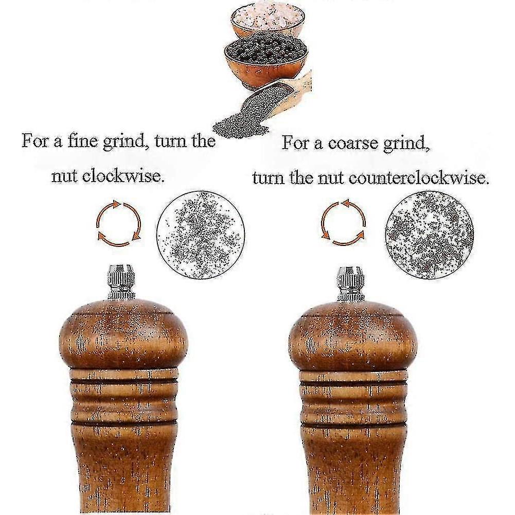 Pepper Grinder,wood Salt And Pepper Grinder Mills Sets,2 Pack,retro - RiRi