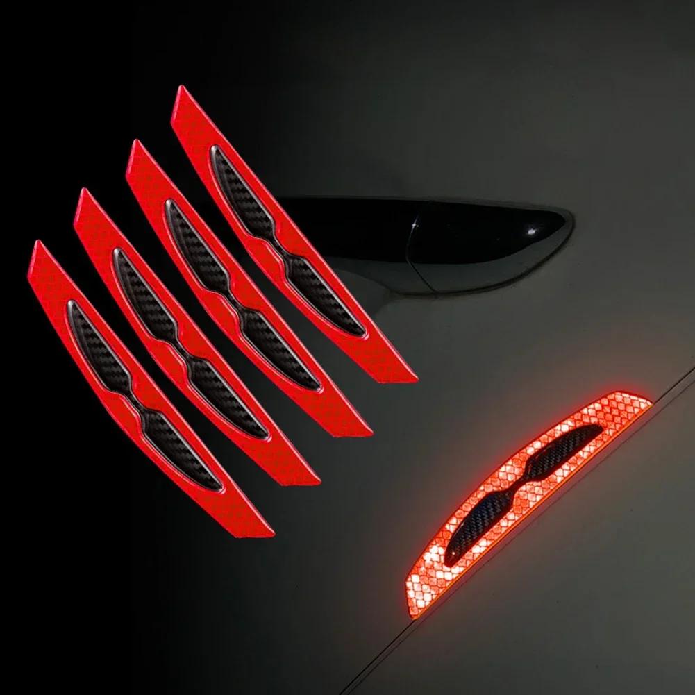 4X Autotür Kollisionsschutzleiste Kohlefaser Reflektierender Aufkleber Stoßstange Blattplatte Universeller Karosserie Warnungs Dekorativer Aufkleber