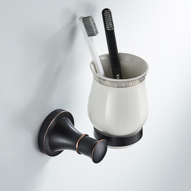 Bathroom Bath Toilet Paper Holder Robe Hook Bathroom Retractable Towel Hanging Rod Black Zinc Alloy EL852