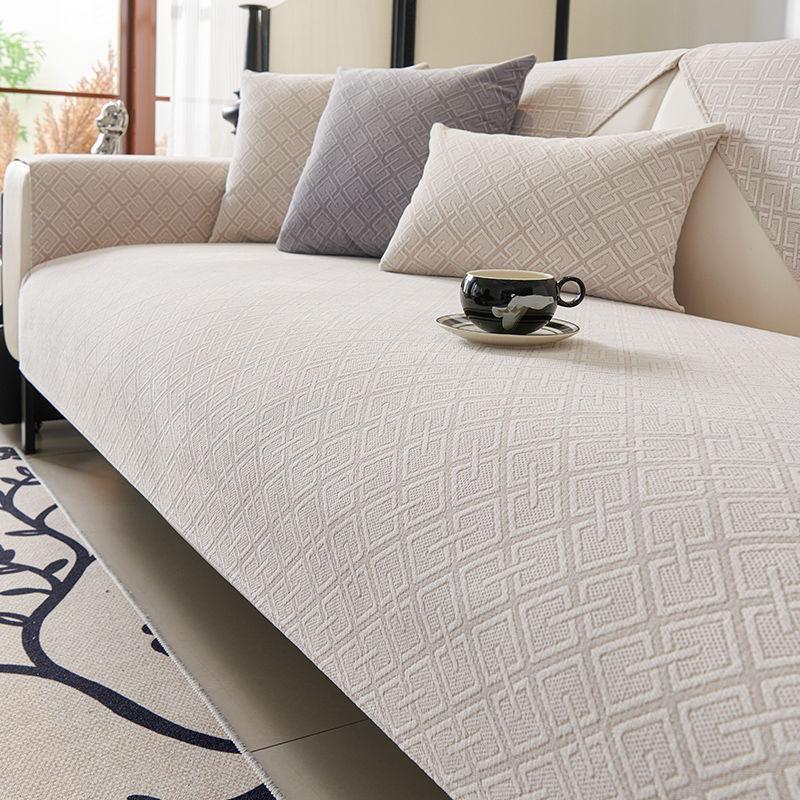 

Однотонная простая подушка для дивана Шенилл Всесезонная универсальная нескользящая подушка для сиденья Скандинавский стиль Высококачественное диванное полотенце 90*180cm