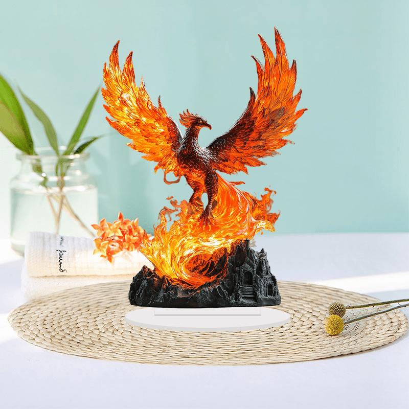 Figurine d'oiseau-soleil en acrylique plat 2D, flammes colorées, décoration de bureau, idéale pour la décoration murale, le porche, la chambre, la villa, la maison, le couloir ou le lieu de travail - R