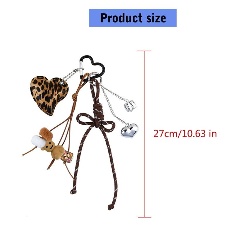 PU Bows Heart Keychain Charm Elegant Bag Accessory Gift For Women Girls Lightweight Bag Pendant For Purse Keys Phone